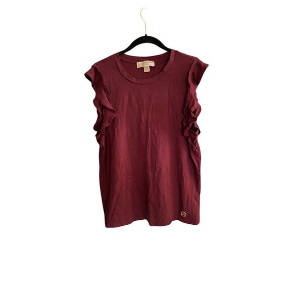 Michael Michael Kors women’s red/burgundy, Sleeveless ruffle, trim top S/ - Picture 1 of 5